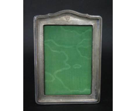 A George V Silver Easel Back Photograph Frame with engine turned decoration, 5.5x4" aperture, Birmingham 1911, Henry Matthews