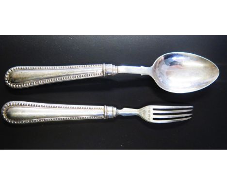 A Victorian Silver Spoon and Fork, Birmingham 1866, George Unite, 60g 