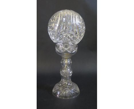 A Cut Crystal Globular Table Lamp, 36.5cm. Needs socket and wiring 