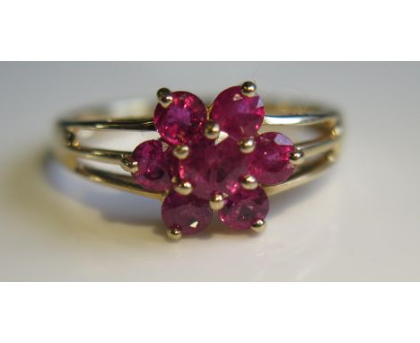 A 14K Yellow Gold and Ruby Dress Ring, 12mm head, size S3.5g 