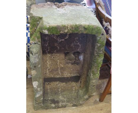 Reconstituted Stone Carved Trough.  With square drainage hole in the base.  84cm long, 54cm wide, 38cm deep 