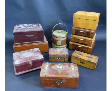 Eleven various Boxes including Tea Caddy, Writing Slope and Biscuit Barrel. 