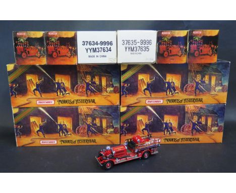 Ten Matchbox Models of Yesteryear From The Fire Engine Series Including 35810, 36400 x2, 37633 x2, 37634 x2, 37635 x2 and YSF