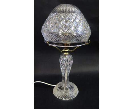 A Good Quality Cut Crystal Table Lamp with electroplated silver mounts, 47cm tall 