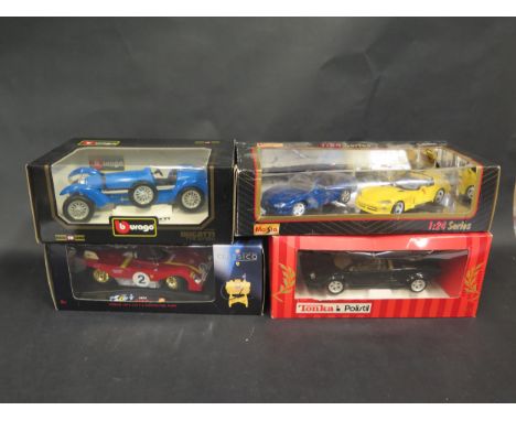 Five 1:18 and 1:24 Scale Model Cars Including Bburago, Maisto, Classico and Tonka Polistil 