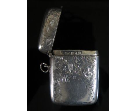 A George V Silver Vesta with chased foliate scroll decoration, 55x40mm, Birmingham 1913, William Hair Haseler, 37.4g 