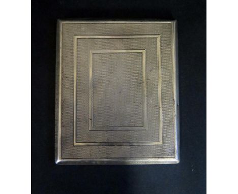 A George V Silver Cigarette Case with engine turned decoration, Birmingham 1929, William Base &amp; Sons, 160g 