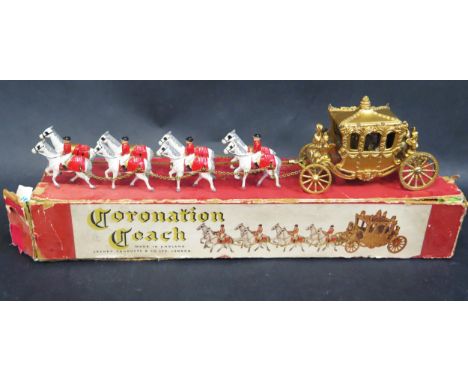 A Lesney Large Scale Coronation Coach, Rare King and Queen Cast, Gold Painted. Fair, has had some paint "touch ups" mainly to