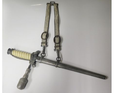 A German WWII Third Reich Army Officer's Dagger with acid etched blade, hanger and portepee by P.D. Luneschloss 