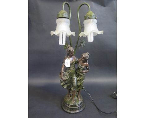 A Bronzed Resin Figural Lamp A/F 