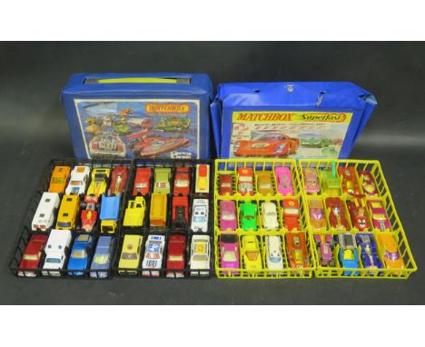 Two Matchbox 24 Car Carry Cases Filled with Playworn Lesney Superfast 