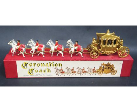 A Lesney Large Scale Coronation Coach, Rare King and Queen Cast, Gold Painted. Excellent plus in excellent plus Box 