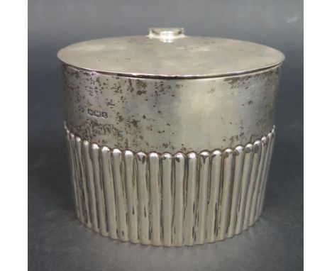 An Edward VII Silver Oval Tea Caddy with gadrooned base, 10cm wide x 8.5cm high, Sheffield 1936, William Hutton &amp; Sons Lt