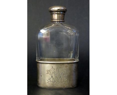 A Victorian Silver Mounted Slice Cut Glass Hip Flask, London 1891, Brockwell &amp; Son 