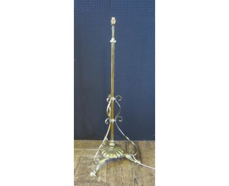 Antique Brass Adjustable Standard Lamp.  146cm max height. 