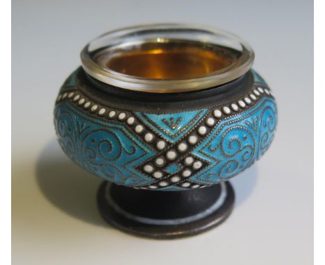 A Norwegian Silver and Enamel Salt, 40mm diam., 28.5g 