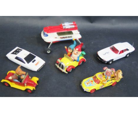 Six Corgi TV and Film Related Toys Including Magic Roundabout Citroen DS, The Saints Jaguar, James Bond Lotus, Basil Brush et