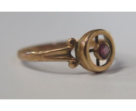 A 9ct Rose Gold and Ruby Ring, size M, 1.1g 