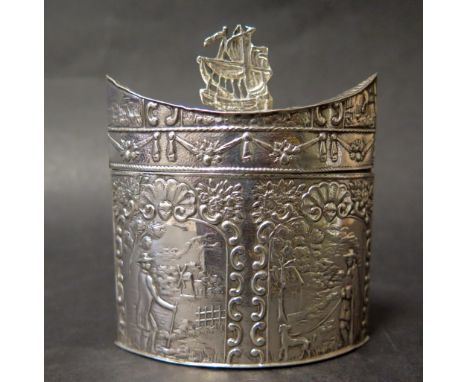 A Dutch Silver Tea Caddy, lion assay mark, 8cm tall, 