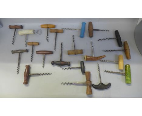 Twenty vintage corkscrews