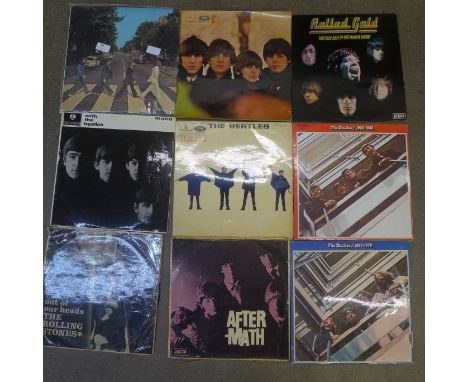 Nine The Beatles and Rolling Stones original LP records