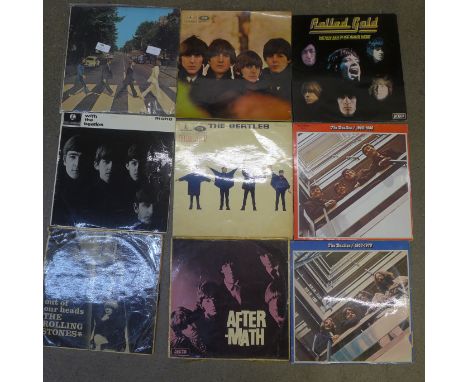 Nine The Beatles and Rolling Stones original LP records