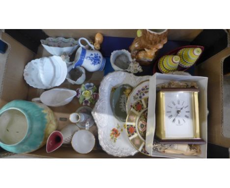 A collection of china including a Royal Crown Derby 1128 pattern plate, Hornsea, a Beswick vase, Aynsley etc., and a carriage