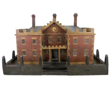 Rare painted Queen Anne style wooden country Manor dolls house and contents, English 1770-1790, the façade and sides in paint