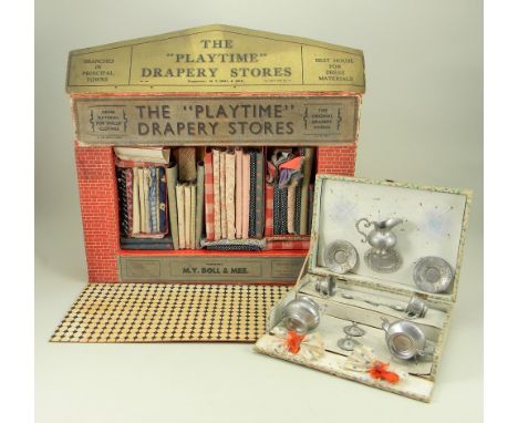 ‘The Playtime Drapery store’ , by M.Y Doll and me, the card shop with red brick paper front and fold out floor, with shelf fu