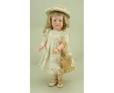 Kammer &amp; Reinhardt 114 bisque head character doll in original clothes, German circa 1909, the pale bisque head with paint