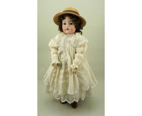 Beautiful Kammer &amp; Reinhardt/S&amp;H 117N bisque head character doll, German circa 1910, pale bisque head with brown glas