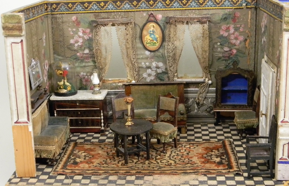 A good painted wooden German Room set, circa 1880, the painted cream