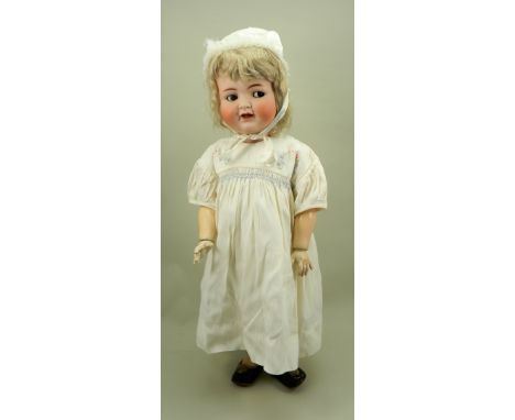Large Kammer &amp; Reinhardt 126 bisque head toddler doll, German, circa 1910, with brown glass ‘flirty’ eyes, painted lashes