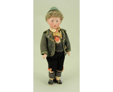 Rare small size Kammer &amp; Reinhardt 107 bisque head character doll, in original factory clothes, German circa 1909, the pa