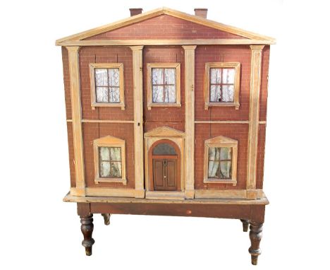 A good early Georgian dolls house and contents, English 1820s, the nicely painted red brick exterior with five glazed windows