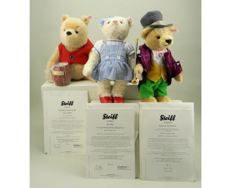 Three Steiff for Danbury Mint Limited Edition bears, 664558 Winnie the Pooh by Steiff, blonde 25cm, 52 of 5000, 664427 Doroth