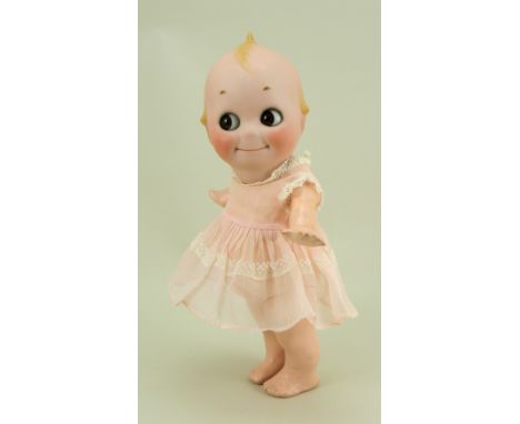 A rare J.D.Kestner Rose O’Neill Kewpie doll, German circa 1913, the fine quality bisque head with large round side glancing b