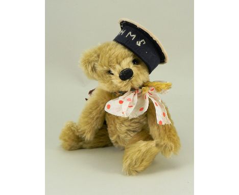 An original Teddy puppet from BBC Children’s television show ‘Andy Pandy’, by Chad Valley early 1950s, fine quality tan mohai