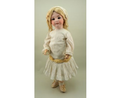 Large Simon &amp; Halbig 1249 ‘Santa’ bisque head doll, German circa 1910, pale bisque head with weighted brown glass eyes, p