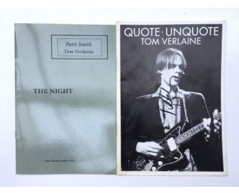 A very rare and interesting signed copy of The Night by Patti Smith and Tom Verlaine, published by Aloes Books London, with a