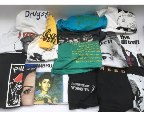 A collection of approx 50 tour t shirts of various artists including Suede, Cypress Hill, Neil Young, Bob Dylan and others in
