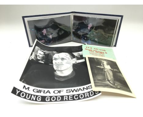 A signed photo of Michael Gira of Swans and founder of Young God Records of which the photo relates, a ticket for The Swans w