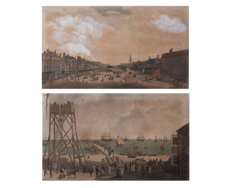 AFTER J BUTCHER, engraved by R Pollard "A South east view of the Market Place of Great Yarmouth" and "A North west view of th