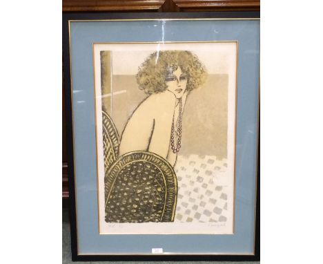 Jean Pierre Carrigneul (1935) coloured lithograph of a serene young lady signed 'Carrigneul' in pencil &amp; numbered 2/20, 6