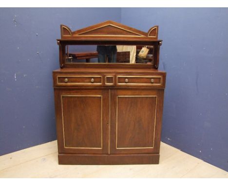 Regency rosewood &amp; brass mounted bonheur du jour in the Egyptian taste the upper mirrored section with shelf under, the b