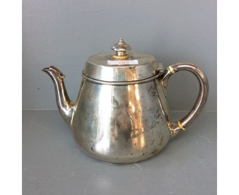 Hallmarked silver circular teapot 22ozt signed EW.IB 