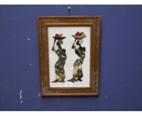 C19/20th interesting portrait study of African woman, created from applied butterfly wings 26.5x17.5cm 