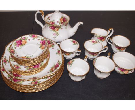 Royal Albert old country rose 27 piece set (teapot A/F) first quality 