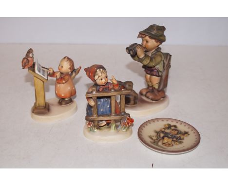 3 Goebel figures &amp; goebel pin dish 