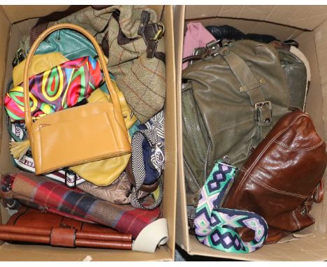 Modern Handbags comprising Kipling fabric bag with monkey fob, and another in blue with monkey fob, Fifty Four Fossil green l